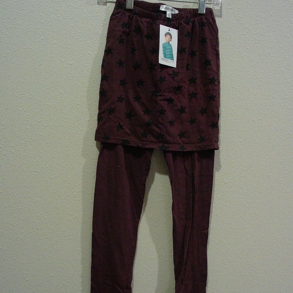 Dark purple leggings with skirt detail - black stars